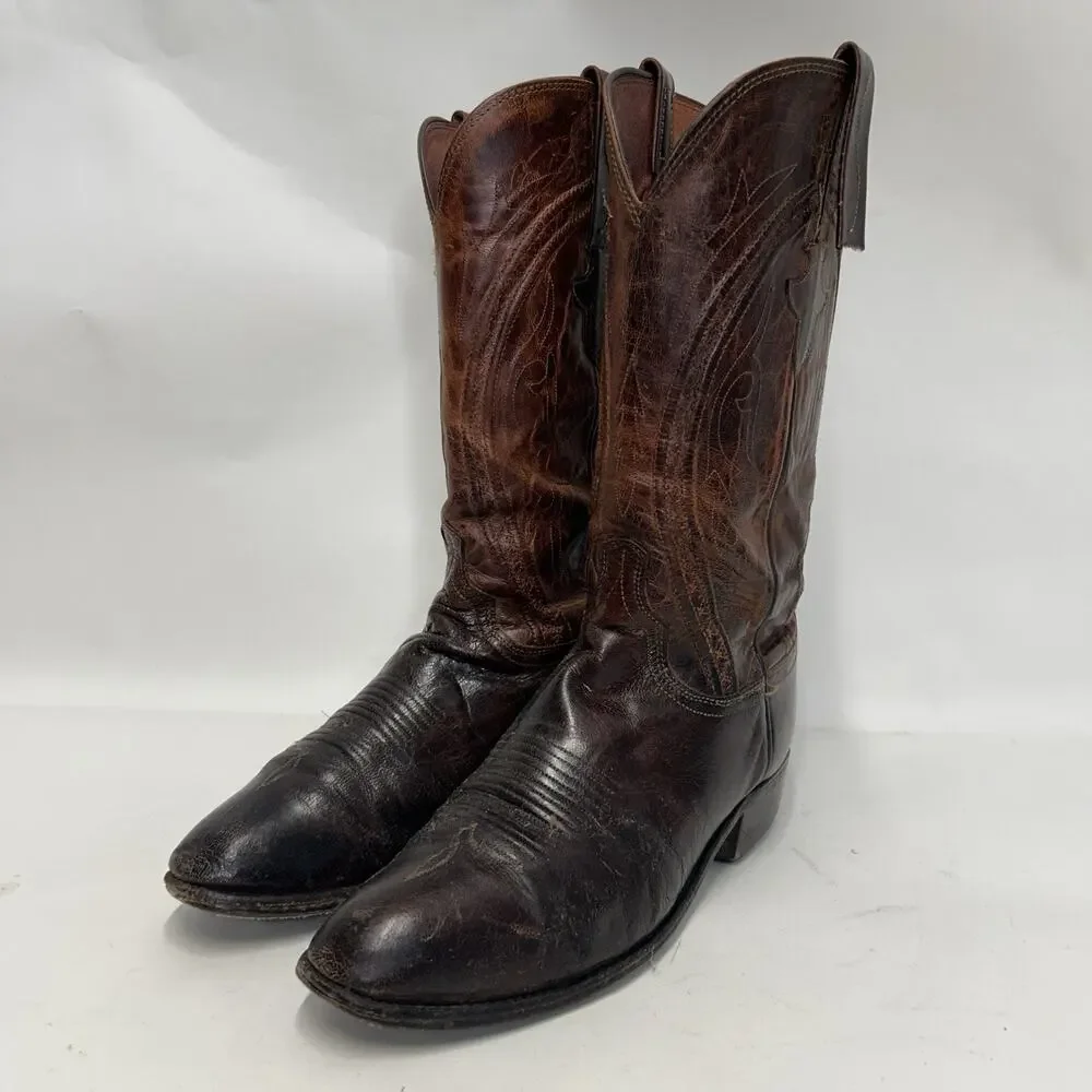 Vintage Lucchese Western Cowboy Boots Goat “Brown”